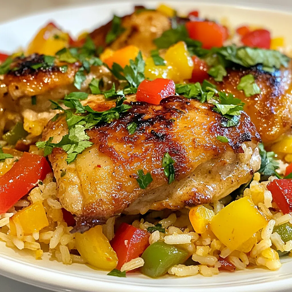 Karibisches Hähnchen und Reis Schmackhaftes Gericht