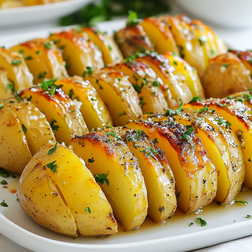 Knoblauch Kräuter Hasselback Kartoffeln Lecker und Knusprig