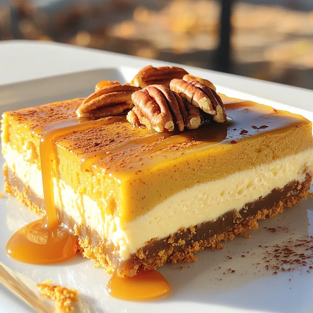 Kürbis-Cheesecake-Riegel mit Karamellsauce genießen