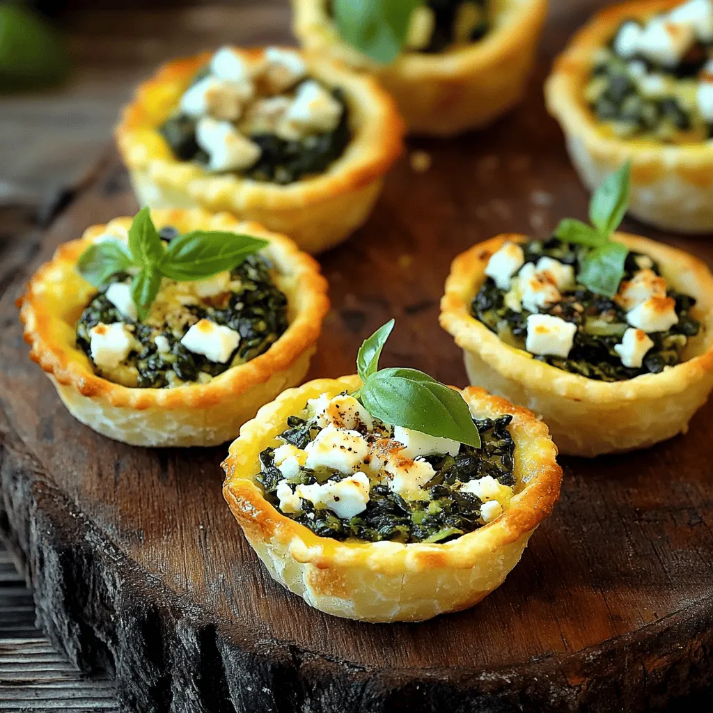 Um köstliche Mini-Quiches mit Spinat und Feta zu machen, brauchst du einige einfache Zutaten. Die Hauptzutaten sind Blätterteig, frischer Spinat und Feta-Käse. Du benötigst auch Eier, Sahne, Zwiebel, Knoblauch, Olivenöl, Salz, Pfeffer und Muskatnuss.