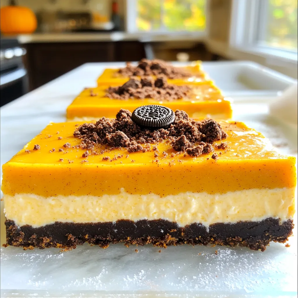 No-Bake Oreo Pumpkin Cheesecake Bars Einfache Rezeptur