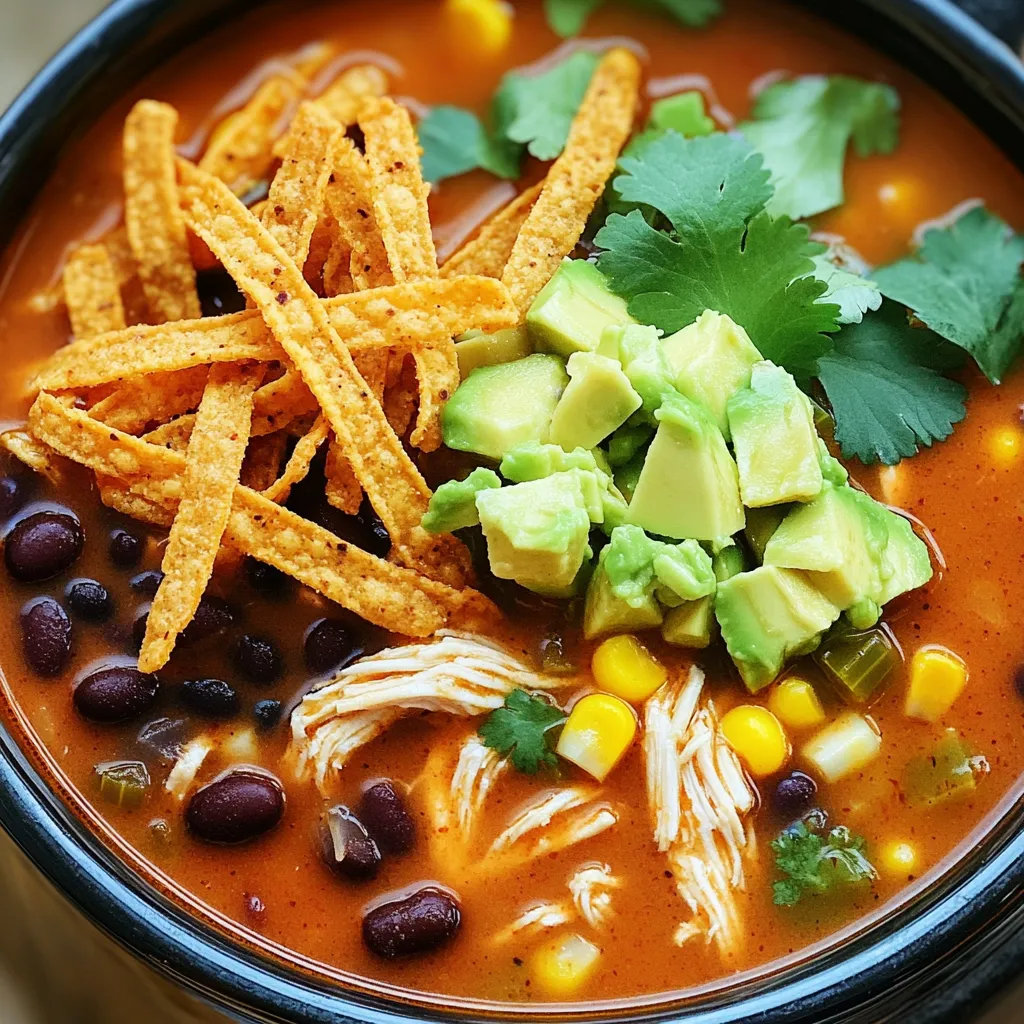 Slow Cooker Spicy Chicken Tortilla Soup Einfaches Rezept