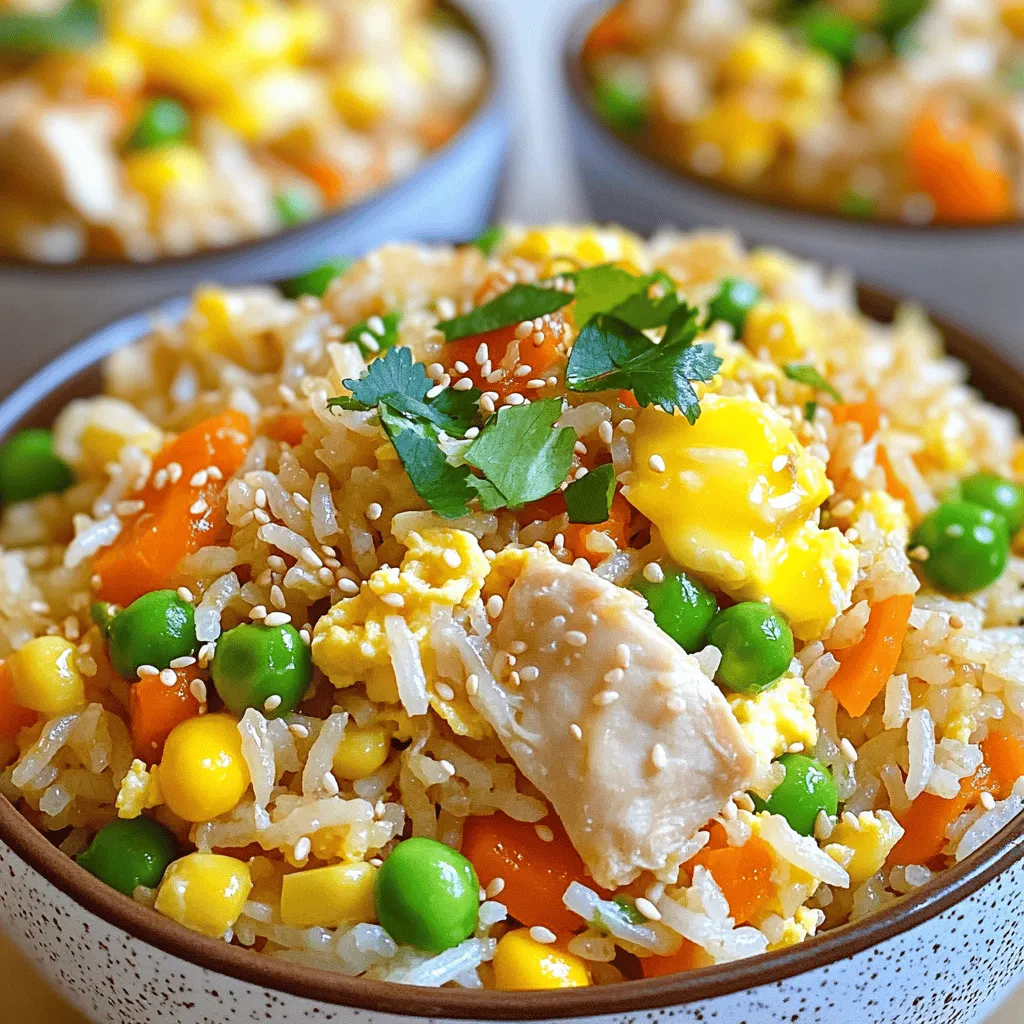 Einfaches Chicken Fried Rice Schnelles und schmackhaftes Gericht