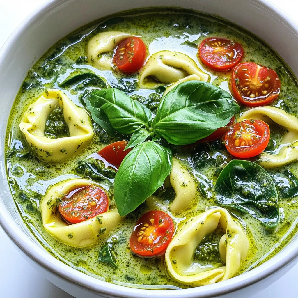 Cremige Pesto Tortellini Suppe köstlicher Genuss