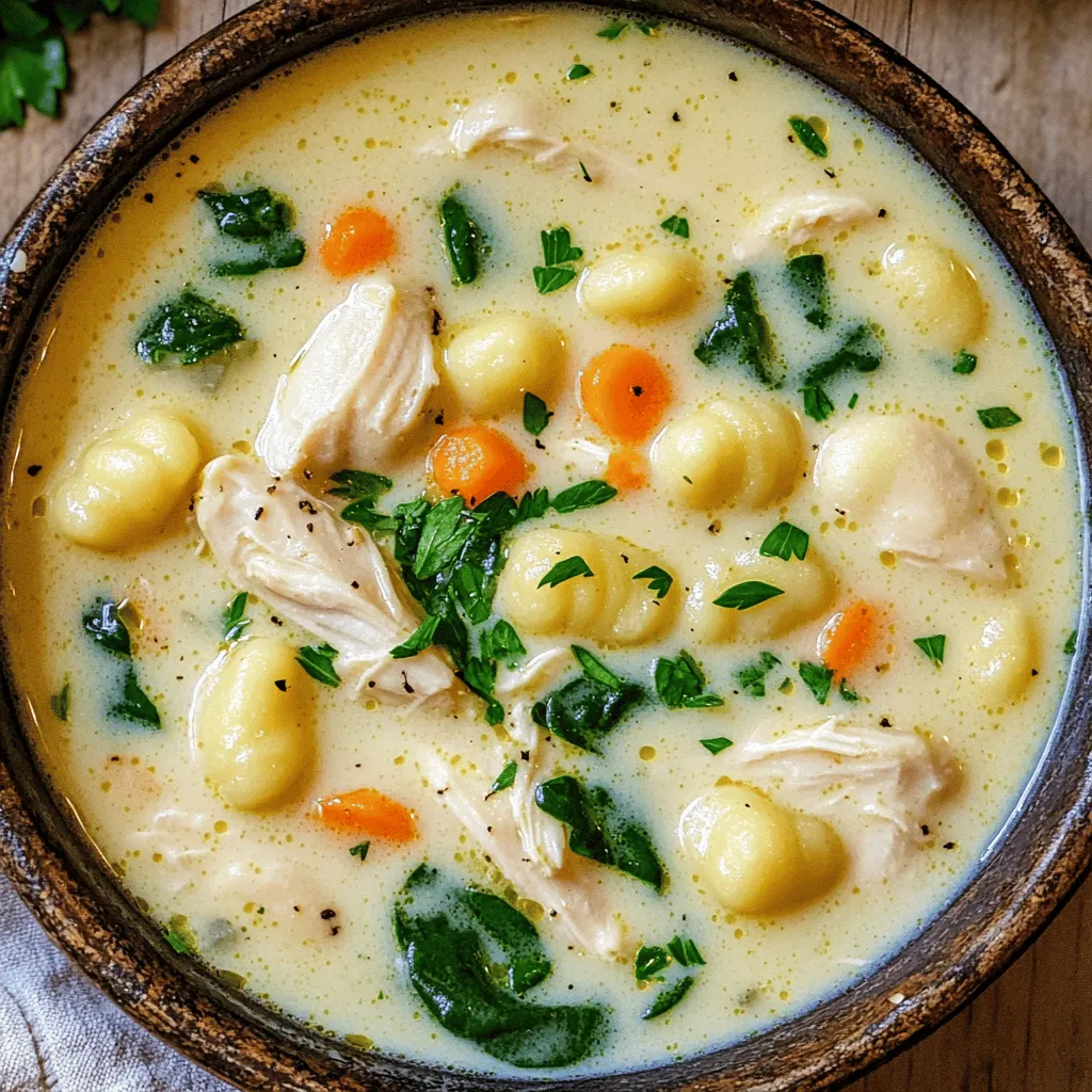 Cremige Hähnchen-Gnocchi-Suppe Nahrhafte Mahlzeit