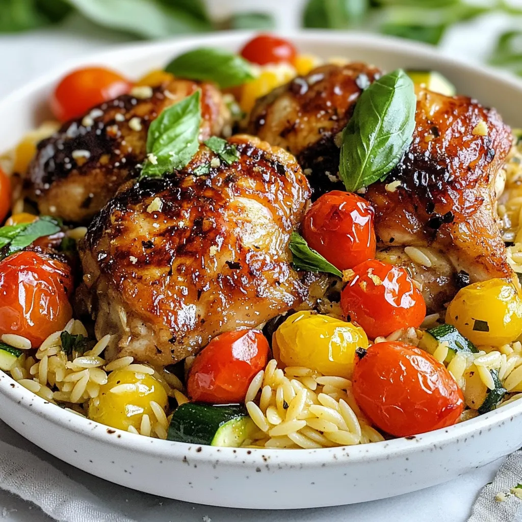 Ein-Pfanne Balsamico-Hühnchen Orzo Einfaches Rezept