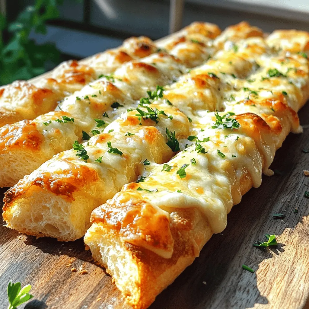 Käse Knoblauch Brotsticks köstlicher Snack Genuss