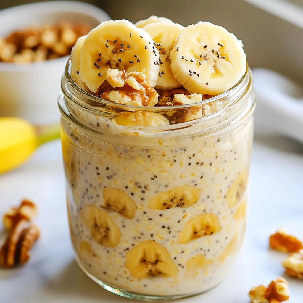 Bananen-Nuss Übernacht-Haferflocken Einfaches Rezept