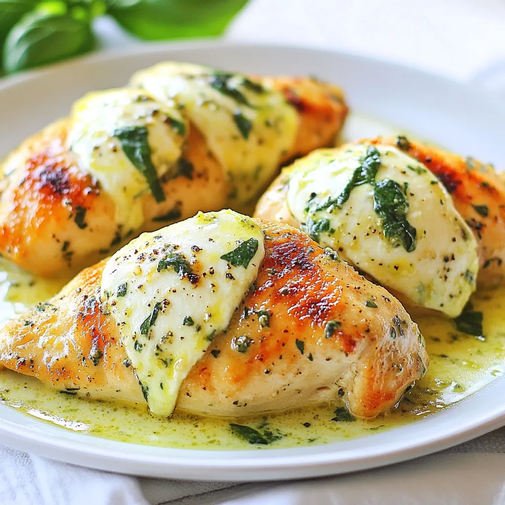 Mozzarella Chicken in Basil Cream Einfaches Rezept