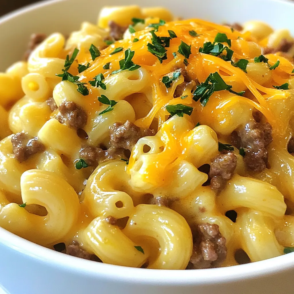 Einfacher One-Pot Cheeseburger Macaroni Genuss