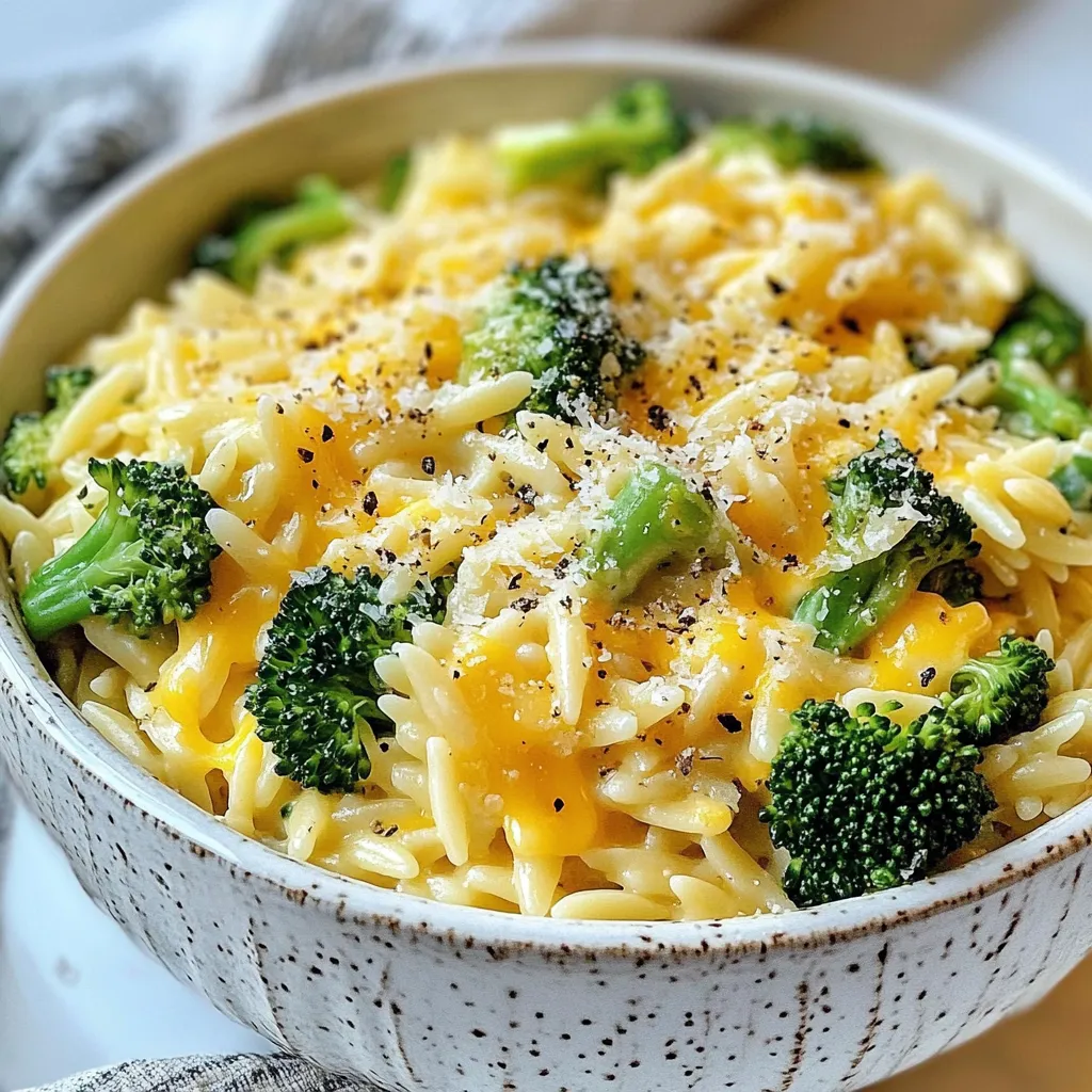 Broccoli Cheddar Orzo Schnelles und herzhaftes Gericht