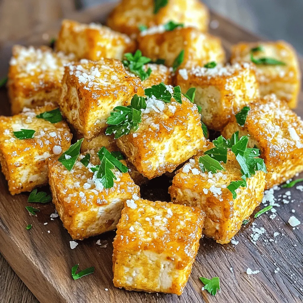 Knusprige Air Fryer Garlic Parmesan Tofu Bites Rezept