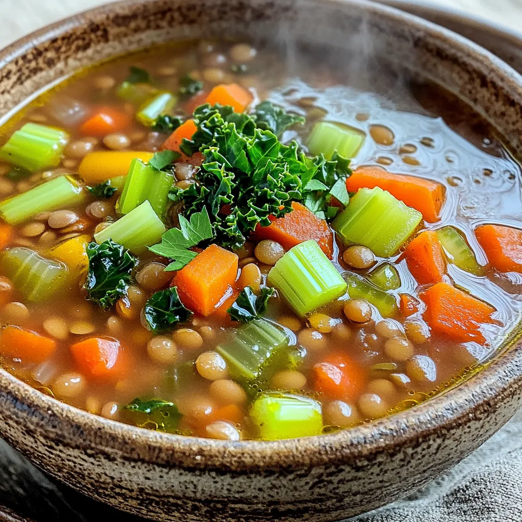 Langsame Cooker Linsensuppe voller gesunder Aromen