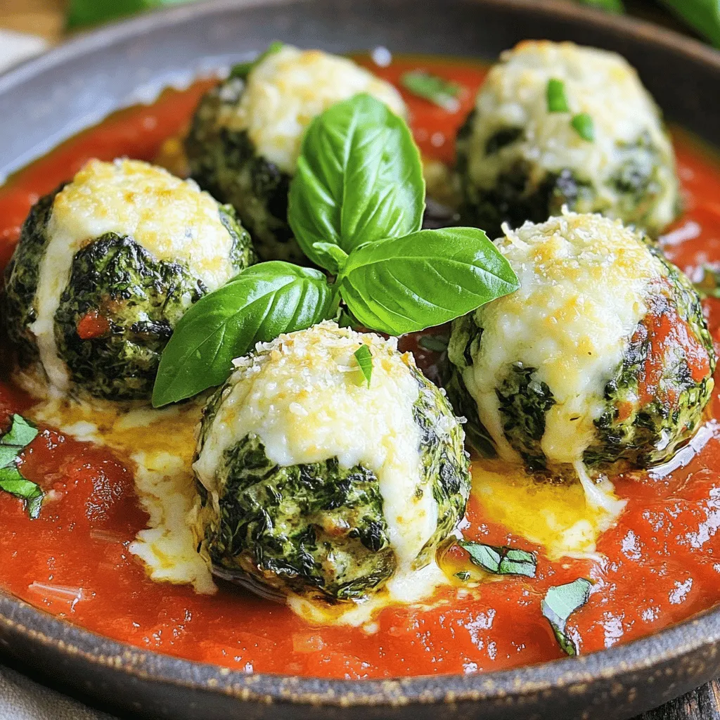 Spinach Garlic Meatballs with Mozzarella Lecker Rezept