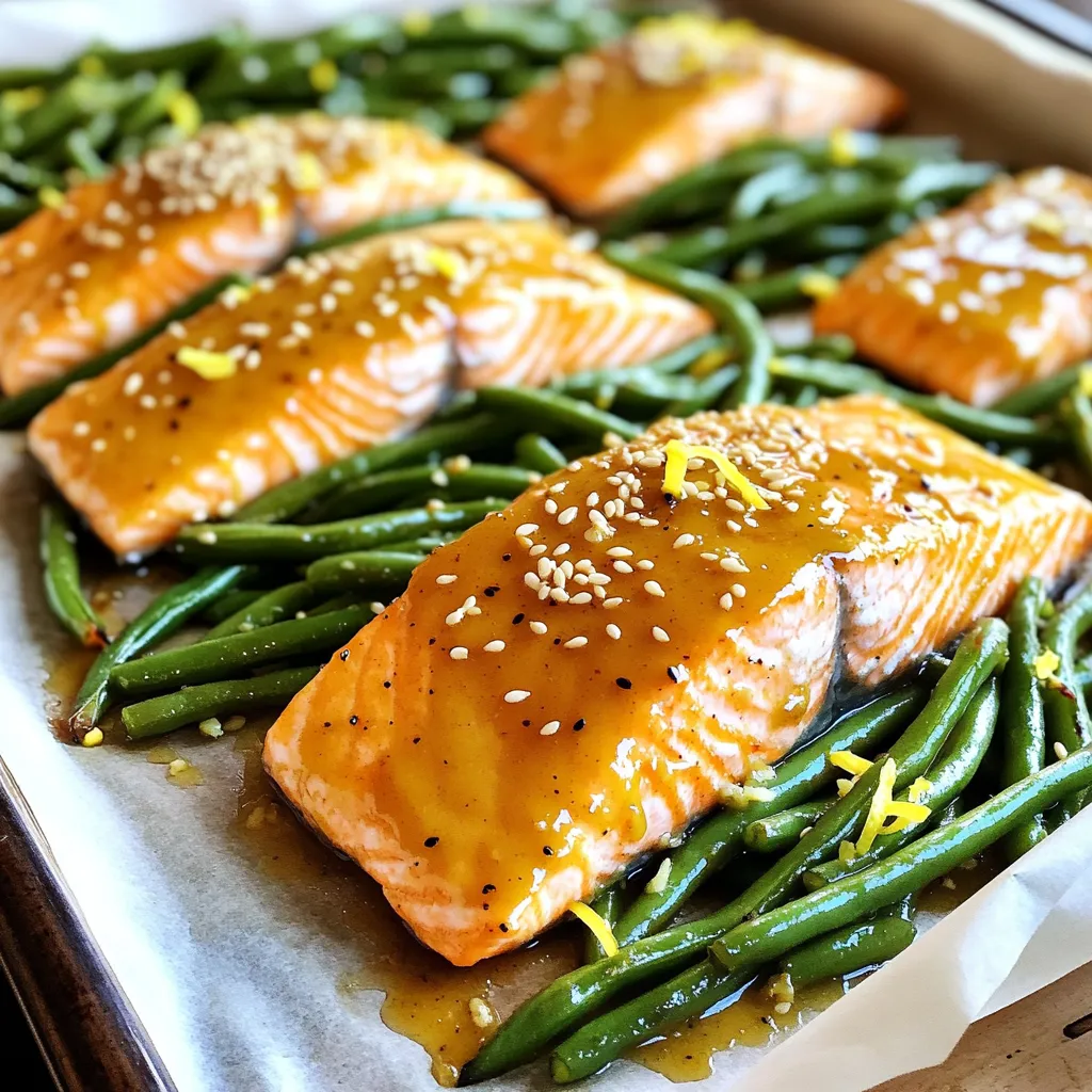 Maple Mustard Salmon Green Beans Sheet Pan Rezept