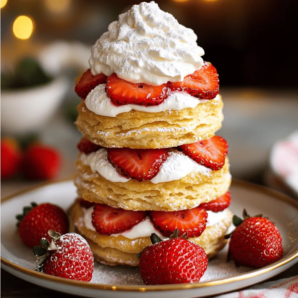 Für ein köstliches Erdbeer-Shortcake brauchst du diese Zutaten: - 250 g frische Erdbeeren, gewaschen und in Scheiben geschnitten - 50 g Zucker (plus mehr zum Bestreuen) - 250 ml Schlagsahne - 1 TL Vanilleextrakt - 240 g Mehl - 50 g Backpulver - 50 g Zucker - 60 g kalte Butter, gewürfelt - 150 ml Milch - Eine Prise Salz
