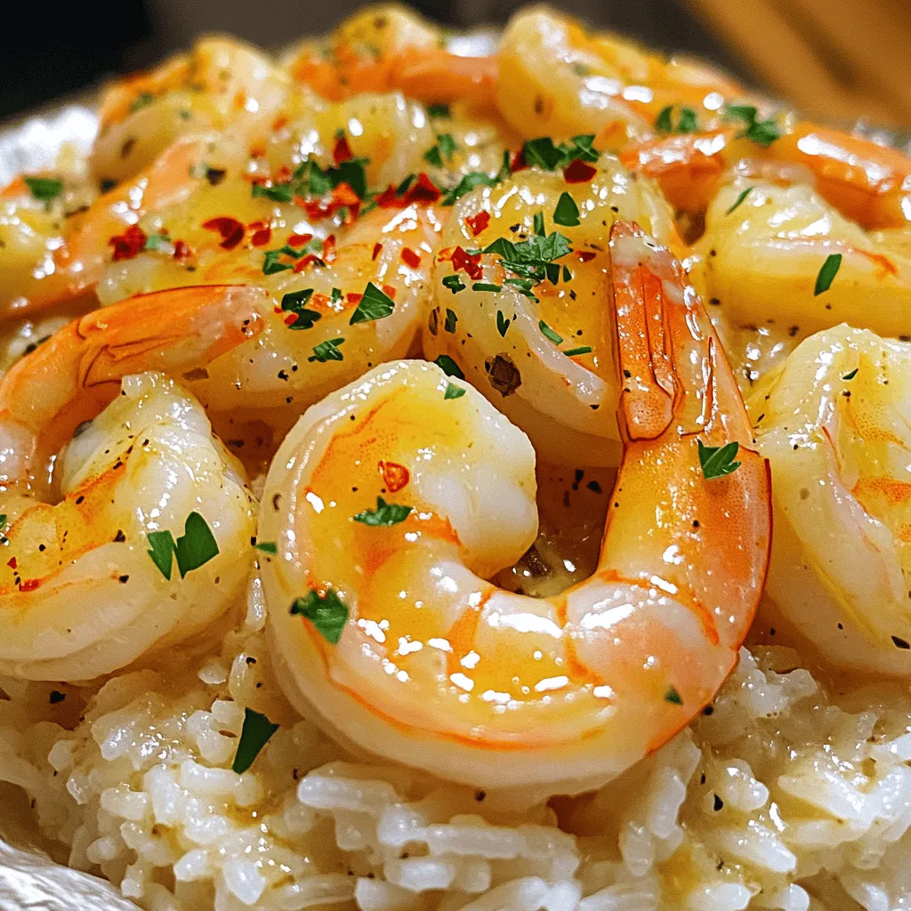 Knoblauchbutter Garnelen und Reis Einfaches Rezept