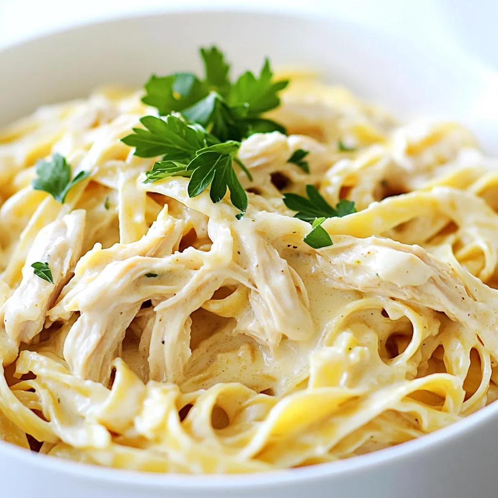 Slow Cooker Chicken Alfredo Pasta Einfaches Rezept