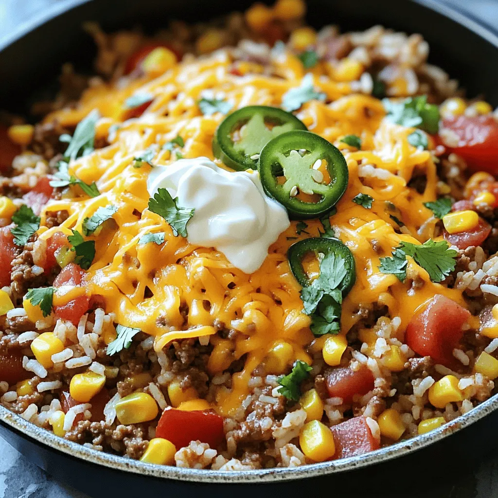 Cheesy Taco Rice Skillet One Pot Einfaches Rezept