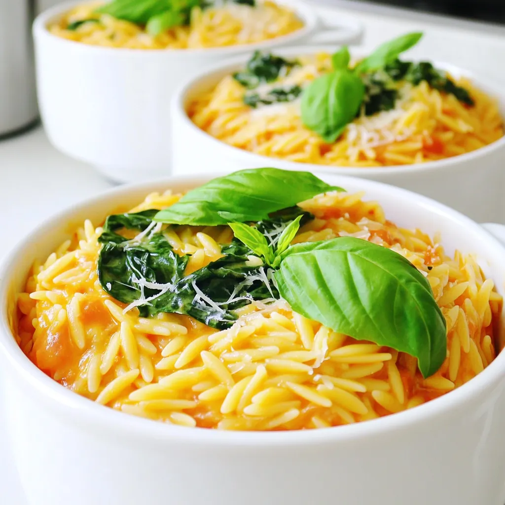 Cremiges Tomaten-Orzo One Pot Einfache Kochzeit