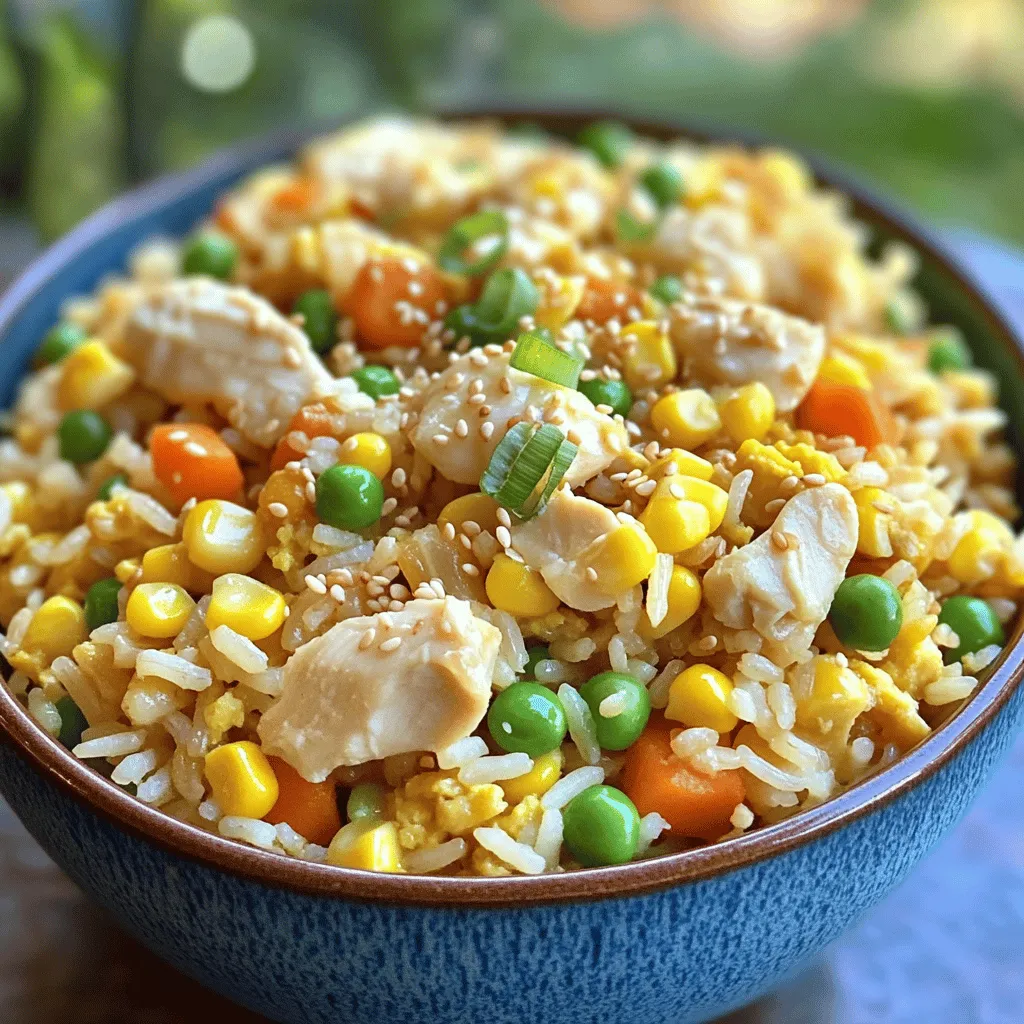 Einfache Hähnchen gebratener Reis Schnelle und leckere Mahlzeit