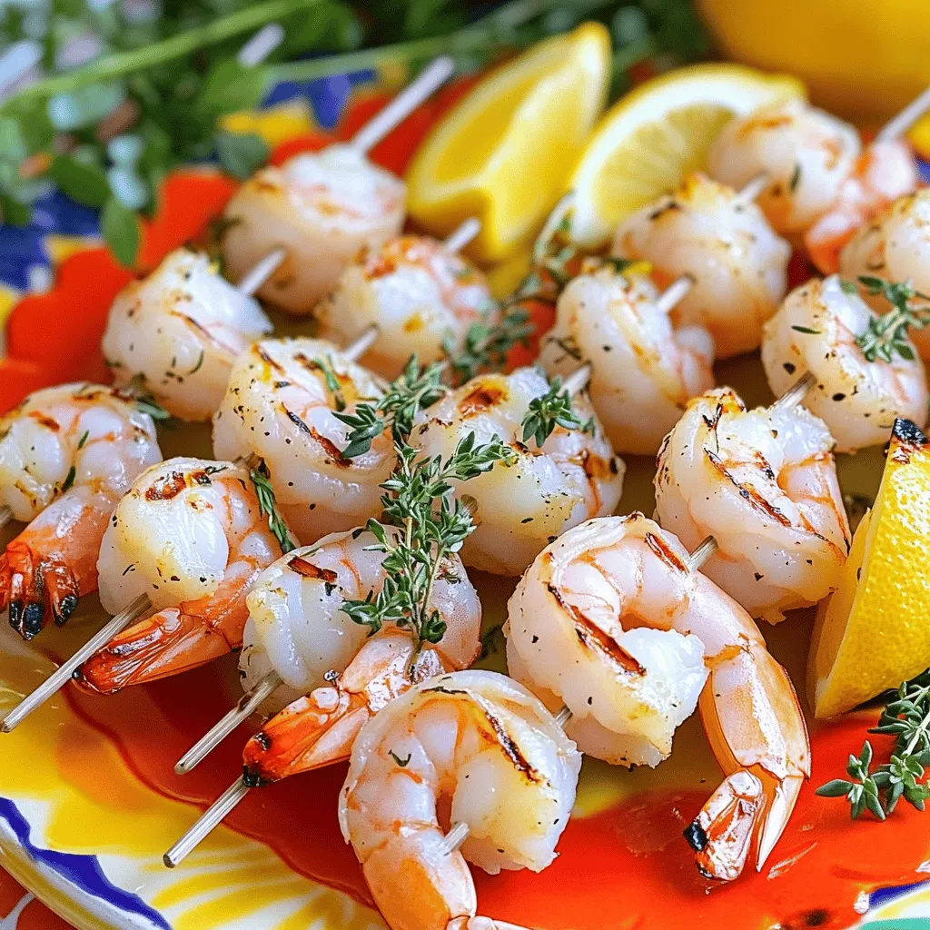 Lemon Thyme Grilled Shrimp Skewers Sahniger Genuss