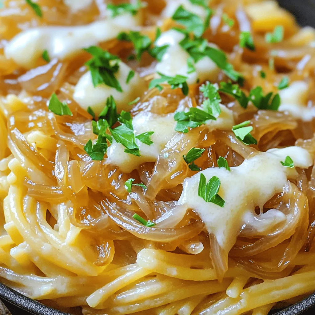One Pot French Onion Pasta Einfaches Rezept genießen