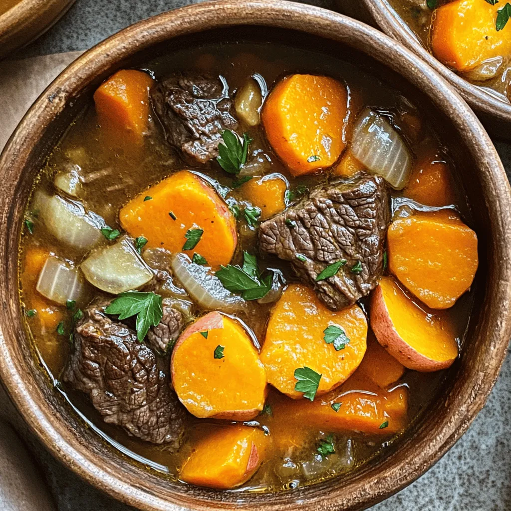 Slow Cooker Beef and Sweet Potato Stew Köstlich Und Herzhaft