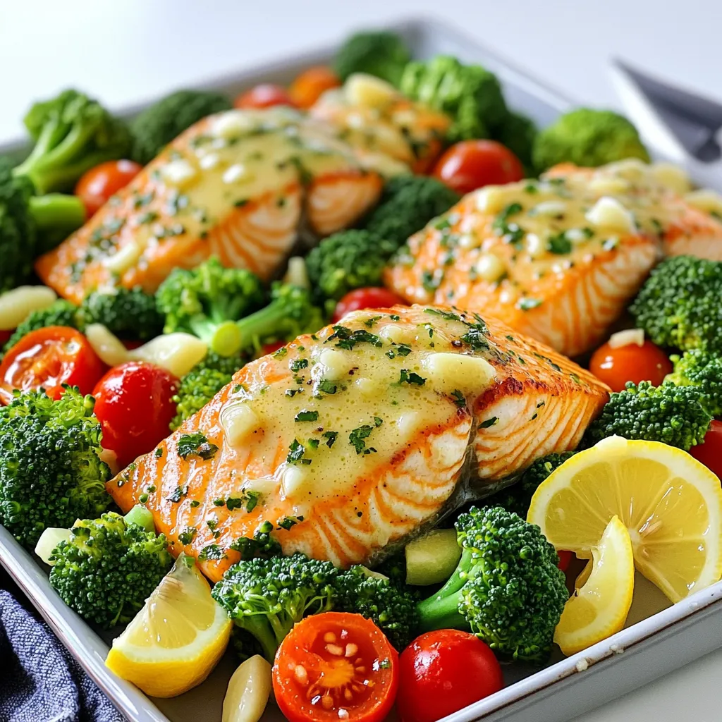 Knoblauchbutter-Lachs und Gemüseplatte einfach zubereiten