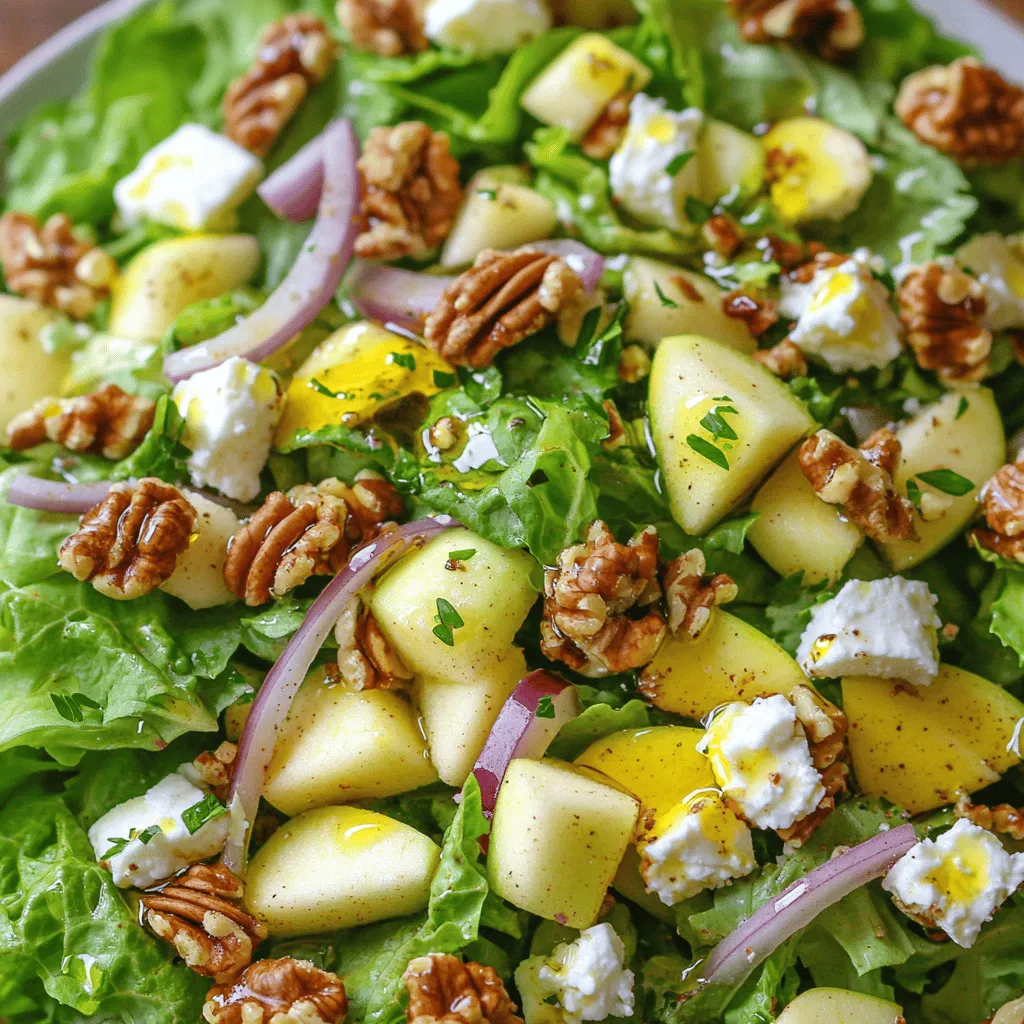 Die Hauptzutaten für einen Walnuss-Salat sind einfach und frisch. Man braucht grob gehackte Walnüsse, frischen Feldsalat und einen großen Apfel. Ein cremiger Feta-Käse bringt Geschmack. Eine kleine rote Zwiebel fügt einen schönen Biss hinzu.
