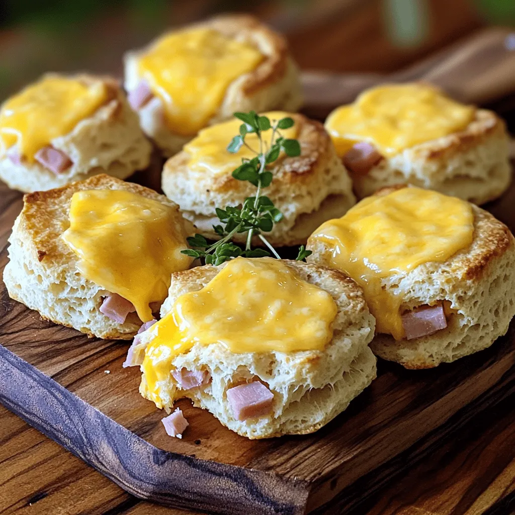 Die Hauptzutaten für ham and cheese butter swim biscuits sind einfach und lecker. Du brauchst 2 Tassen Allzweckmehl, 1 Esslöffel Backpulver und 1 Teelöffel Salz. Diese Zutaten bilden die Basis. Dann kommt 1/2 Teelöffel Knoblauchpulver dazu. Der geriebene Cheddar-Käse sorgt für den herzhaften Geschmack. Füge 1/2 Tasse gewürfelten Schinken hinzu. Das bringt die salzige Note. Du benötigst auch 1 Tasse Milch und 1/3 Tasse geschmolzene Butter. Diese Zutaten machen den Teig schön feucht. Frische Kräuter wie Schnittlauch oder Petersilie sind für die Garnitur wichtig.