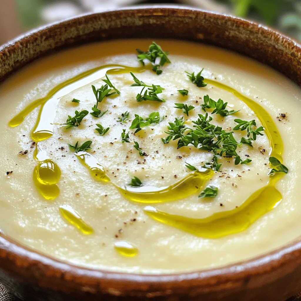 Cremige geröstete Knoblauch-Blumenkohlsuppe genießen