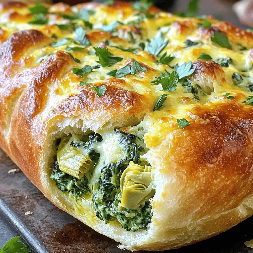 Spinach Artichoke Dip Stuffed Bread Köstlicher Snack