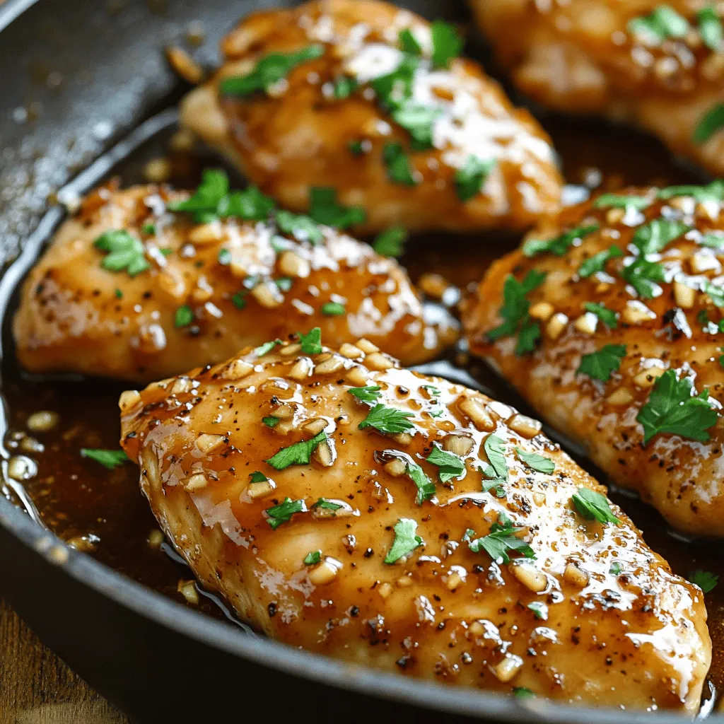 One-Pan Honey Garlic Chicken Breasts Einfaches Gericht