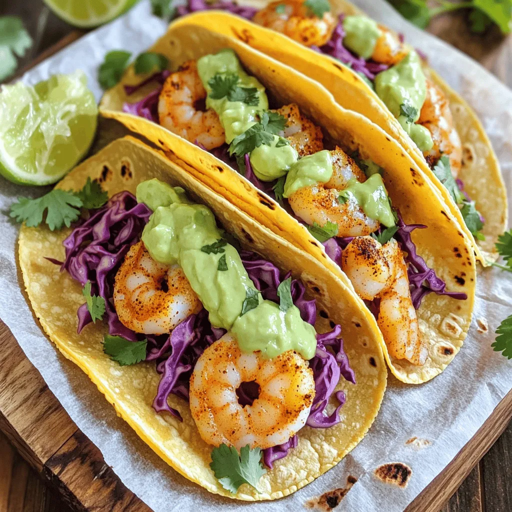 Mouthwatering Shrimp Tacos with Avocado Cream Rezept
