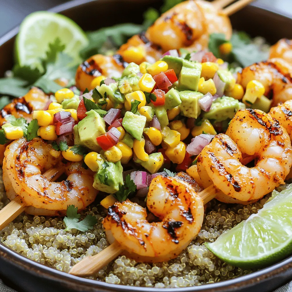 Grilled Shrimp Bowl mit Avocado und Mais-Salsa lecker