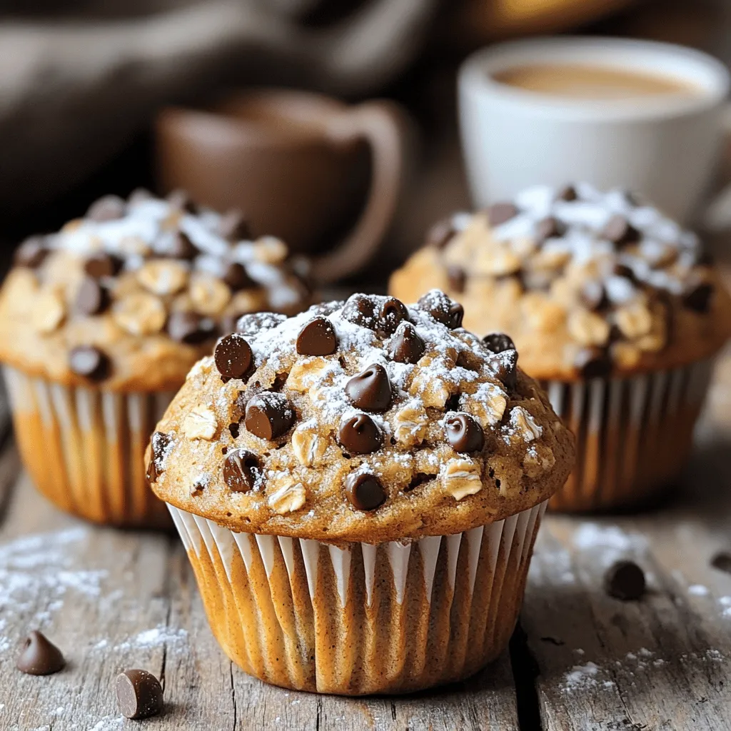 Schmackhafte Chocolate Chip Banana Oatmeal Muffins