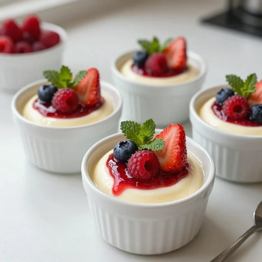 Köstliche Vanilla Bean Panna Cotta mit Beerensauce
