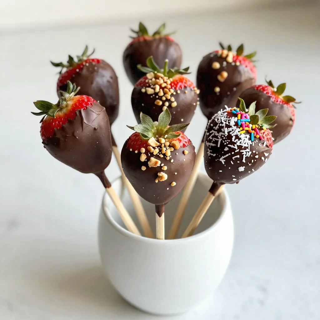 Schokoladenüberzogene Erdbeer-Pops Leckerer Genuss