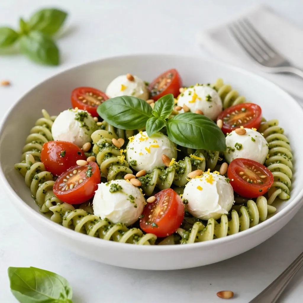 Pesto Caprese Pasta Salad Frisch und Schmackhaft
