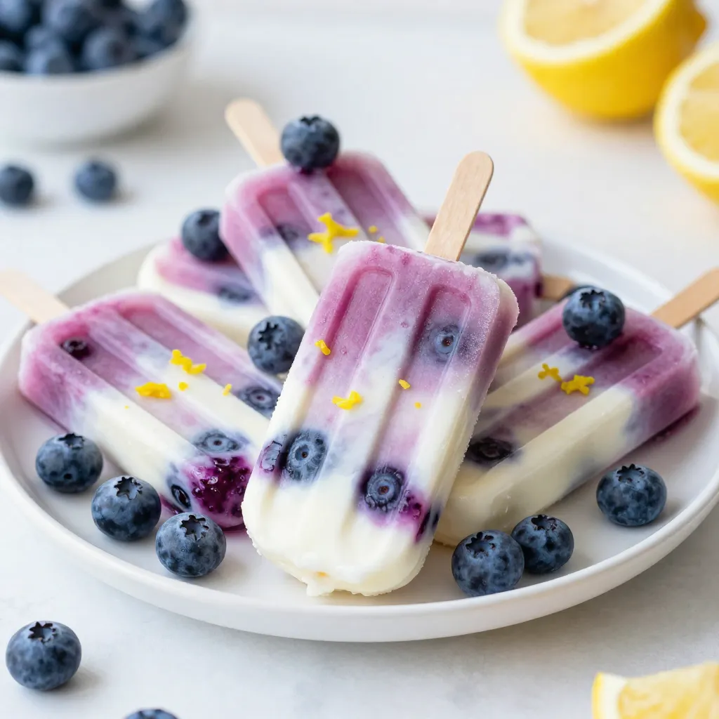 Blaubeer Zitronen Joghurt Pops fruchtiger Genuss
