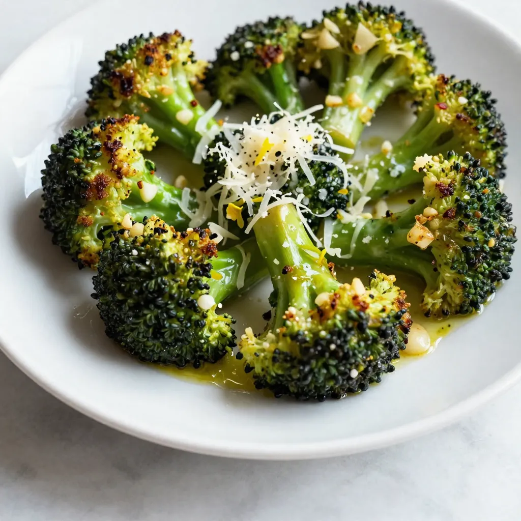 Knoblauch Parmesan gerösteter Brokkoli gesundes Rezept