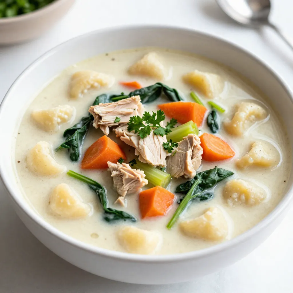 Cremige Hühner-Gnocchi-Suppe herzhaft und schnell