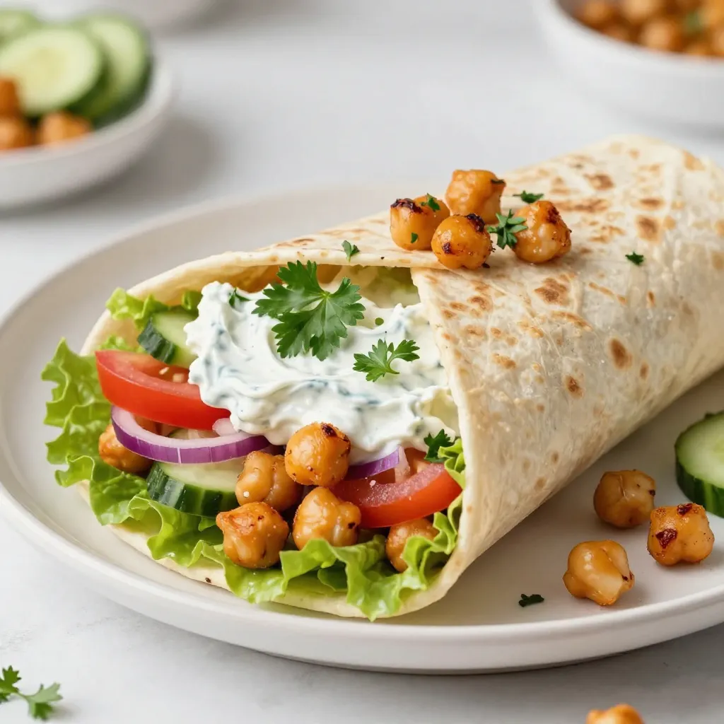 Kichererbsen-Shawarma-Wraps Nahrhafte und leckere Mahlzeit