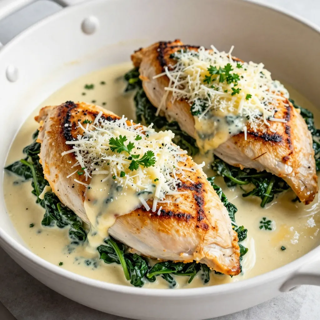 Cremy Spinach Stuffed Chicken Köstlich und Saftig