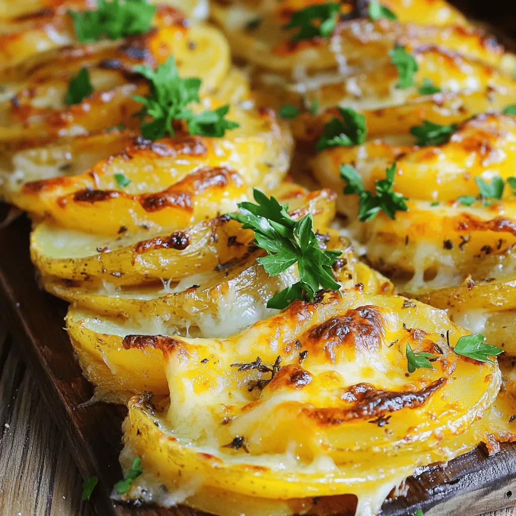 - 5 große Kartoffeln, geschält und dünn geschnitten - 4 Esslöffel Olivenöl - 1 Teelöffel Knoblauchpulver