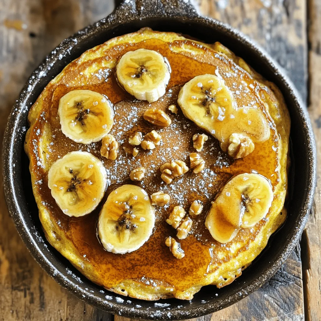 Karamellisierte Bananen-Pfannkuchen-Pfanne lecker genießen