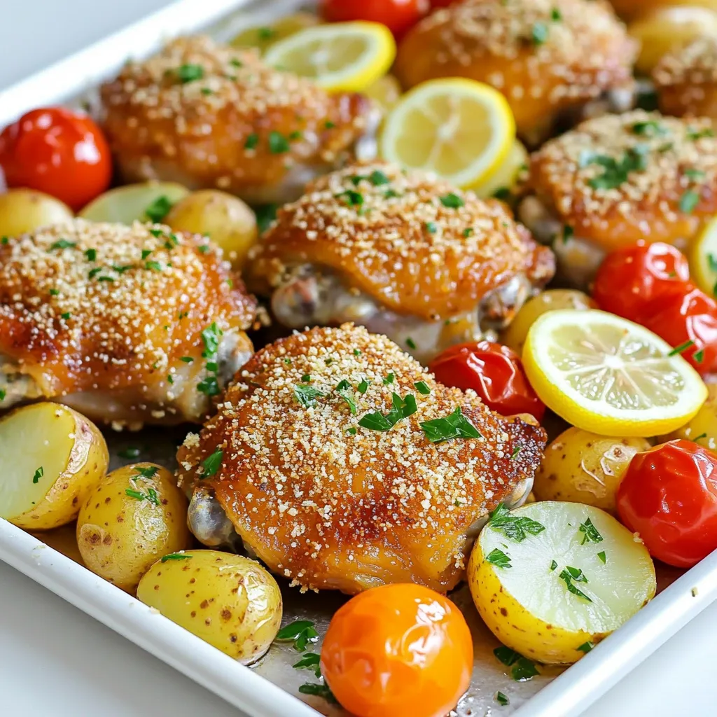 Sheet Pan Parmesan Chicken Thighs Köstliches Rezept