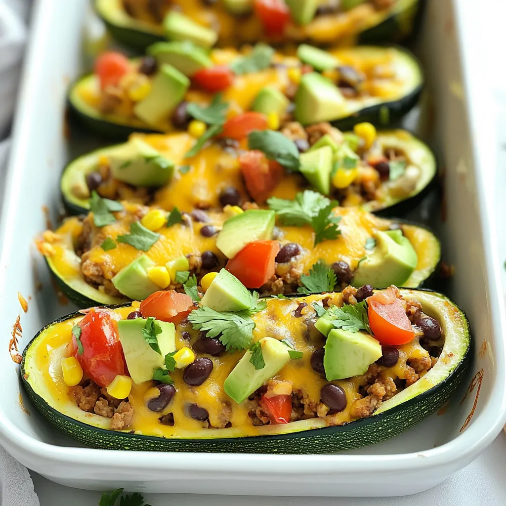 Köstliche Taco Stuffed Zucchini Boats einfach zubereiten