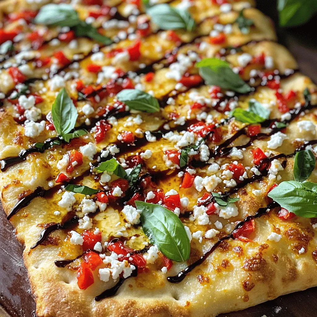 Roasted Red Pepper Feta Flatbread Einfach und Lecker